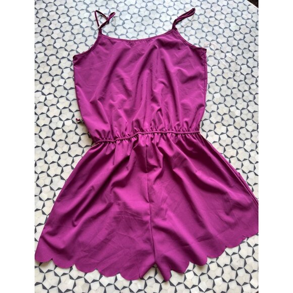 12PM By Mon Ami Womens Scalloped Hem Romper Medium - Picture 2 of 4